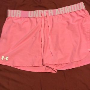 Neon pink under armor shorts